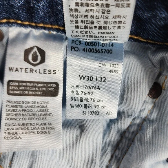 Levis 501 Premium MENS 30X32 Big E Jeans Blue Denim Straight Button Fly - Picture 12 of 13